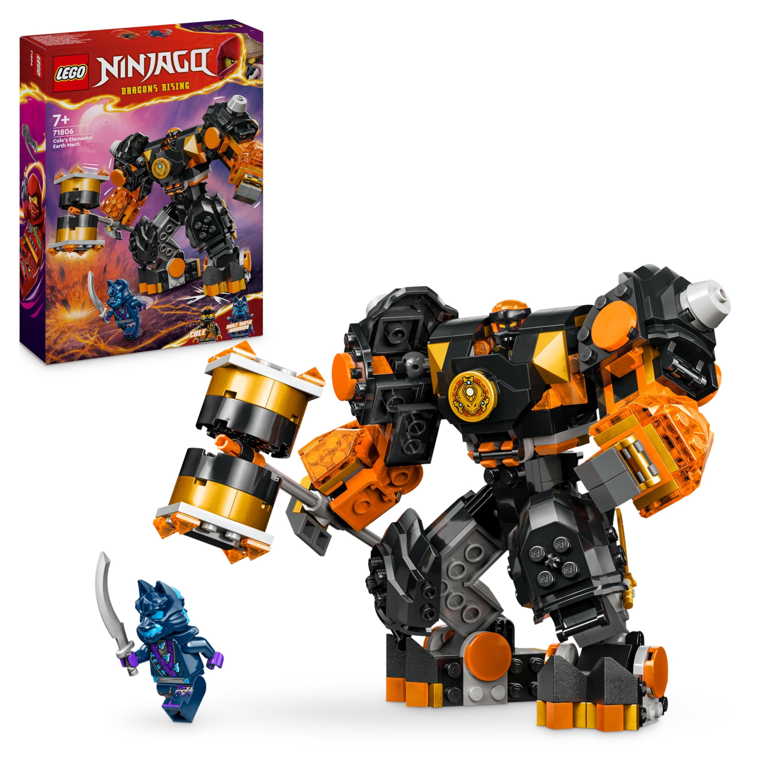 LEGO Ninjago Meca Elemental de la Tierra de Cole, Figura de Acción